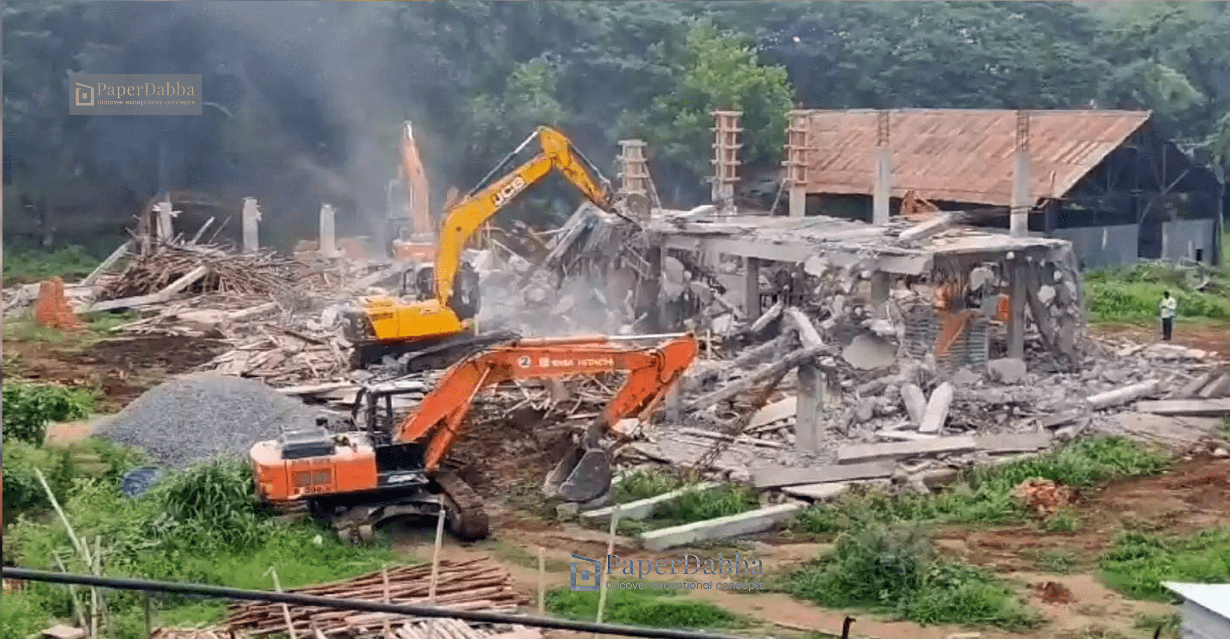 Demolition Of Under-Construction Ysrcp Office In Tadepalli 71